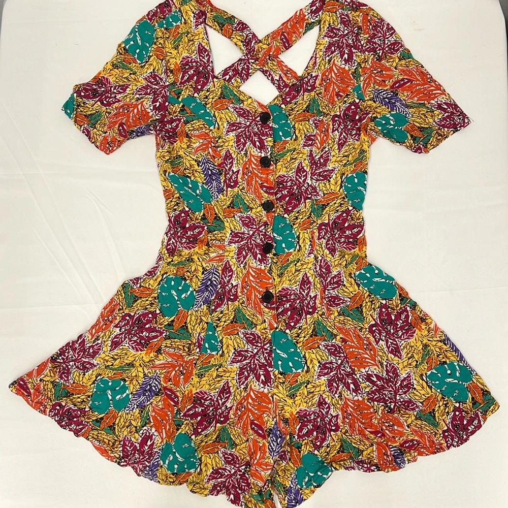 Colorful vintage button down jumpsuit